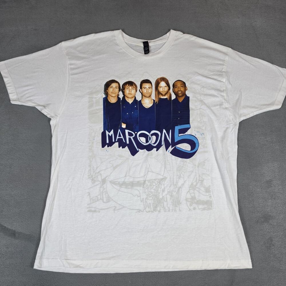 Maroon 5 Band Graphic T-Shirt White 100% Cotton Adult XXL Music Tour Tee